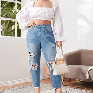 Stone Wash Distressed Mom Jeans NWOT